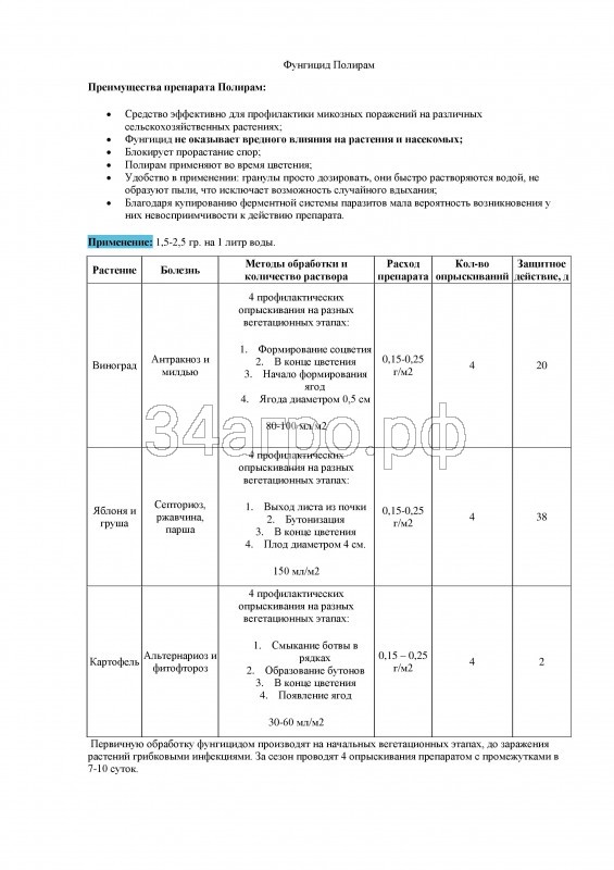 Фунгицид Полирам ДФ 10 кг